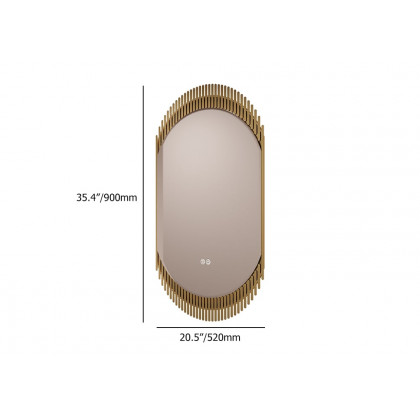 HMR - 20" Oval Decor LED Bathroom Mirror Wall-Mounted Defog in Gold