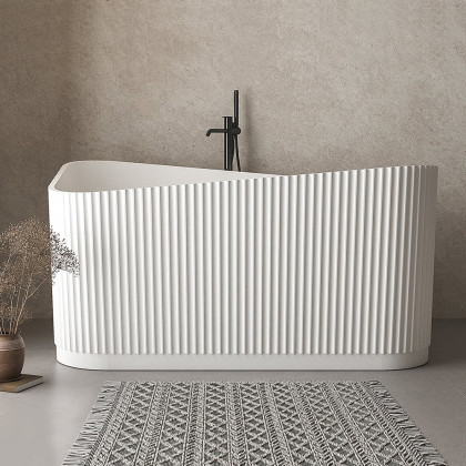 HMR - 47" Modern Novelty Freestanding Stone Resin Soaking Bathtub White 95.1-Gallon Capacity
