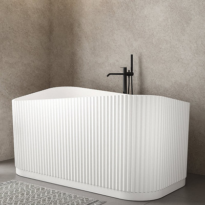 HMR - 47" Modern Novelty Freestanding Stone Resin Soaking Bathtub White 95.1-Gallon Capacity