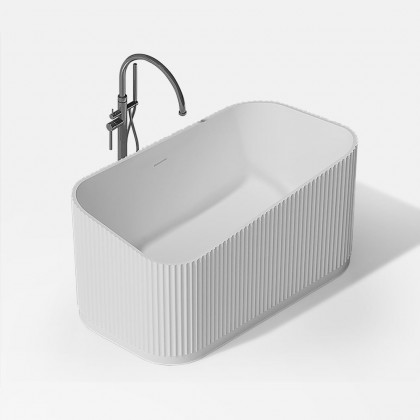 HMR - 47" Modern Novelty Freestanding Stone Resin Soaking Bathtub White 95.1-Gallon Capacity