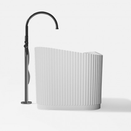 HMR - 47" Modern Novelty Freestanding Stone Resin Soaking Bathtub White 95.1-Gallon Capacity
