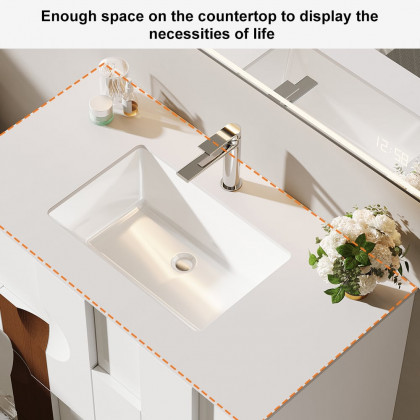 HMR - 35" Freestanding Bathroom Vanity with Ceramics Undermount Sink in White & Walnut