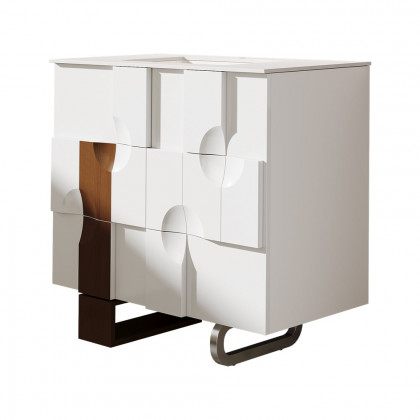 HMR - 35" Freestanding Bathroom Vanity with Ceramics Undermount Sink in White & Walnut