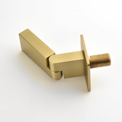 HMR - Brushed Gold Waterfall Bathroom Sink Faucet with Swirling Spout Wall-Mounted Solid Brass