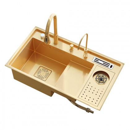HMR Drop-in Kitchen Sink Workstation With High-pressure Cup Washer Stainless Steel - Gold