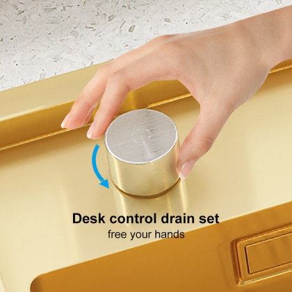 HMR Drop-in Kitchen Sink Workstation With High-pressure Cup Washer Stainless Steel - Gold