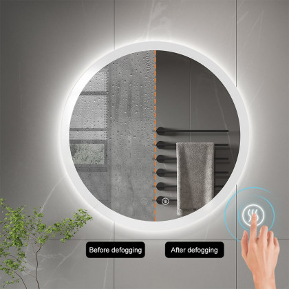HMR - Black Modern Bathroom Mirror with Side Cabinet & Glass Door Wall-mounted