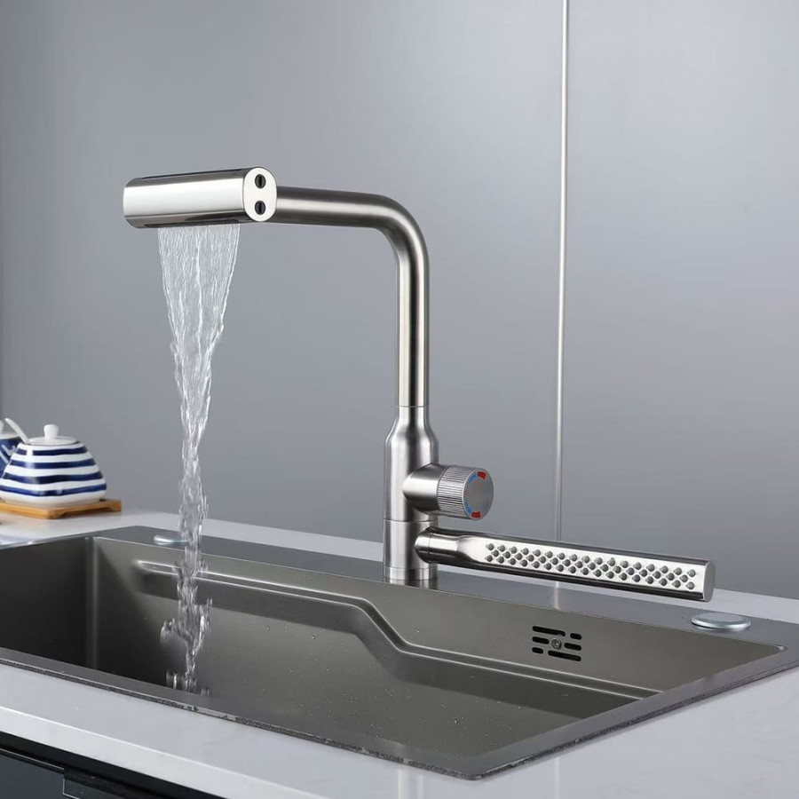 HMR - 720° Rotating Pull-Out Design Swivel Waterfall Kitchen Faucet