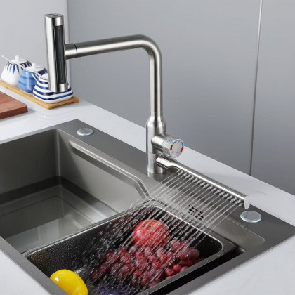 HMR - 720° Rotating Pull-Out Design Swivel Waterfall Kitchen Faucet