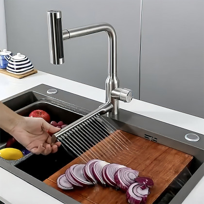 HMR - 720° Rotating Pull-Out Design Swivel Waterfall Kitchen Faucet
