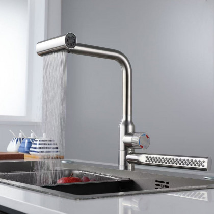 HMR - 720° Rotating Pull-Out Design Swivel Waterfall Kitchen Faucet