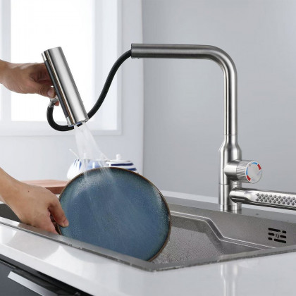 HMR - 720° Rotating Pull-Out Design Swivel Waterfall Kitchen Faucet