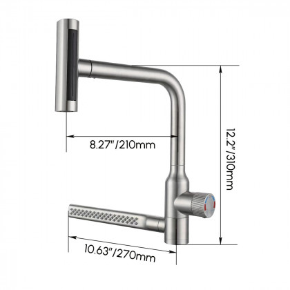 HMR - 720° Rotating Pull-Out Design Swivel Waterfall Kitchen Faucet