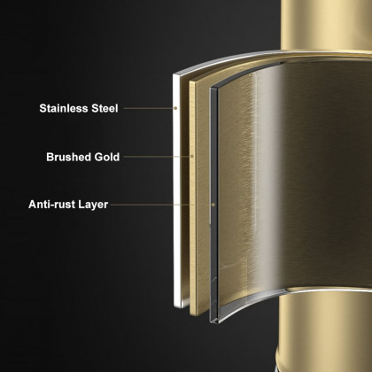 HMR - Gold Round Trash Can Stainless Steel Garbage Can with Swing-Top Lid for Bathroom