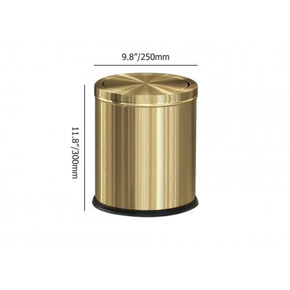 HMR - Gold Round Trash Can Stainless Steel Garbage Can with Swing-Top Lid for Bathroom