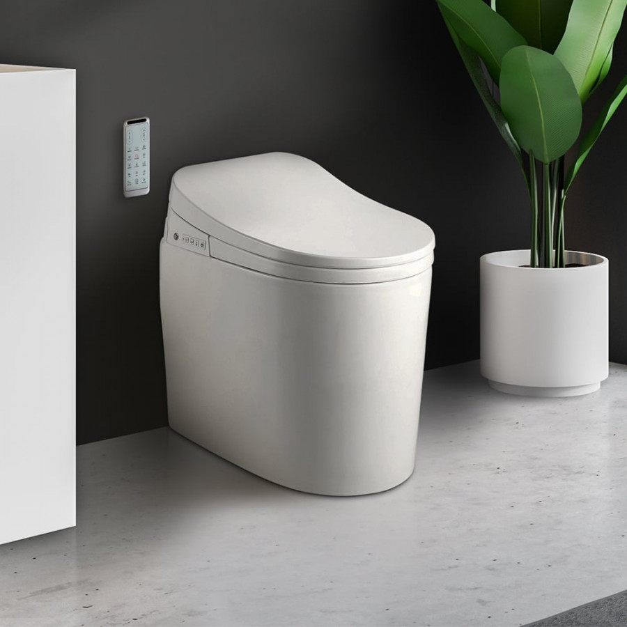 HMR - Set of Two Compact Smart Bidet Toilets with Automatic Flushing 1.28 GPF