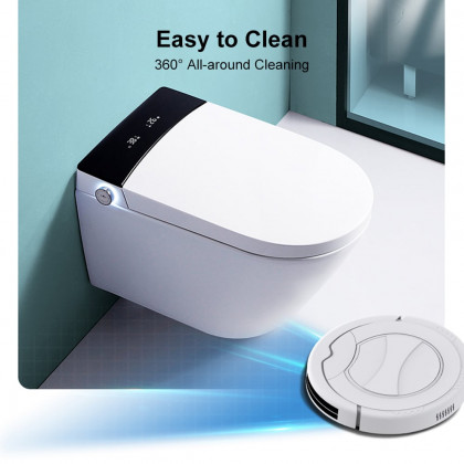 HMR Set of Two Automatic Wall-Mounted Smart Bidet Toilet with In-Wall Tank - White & Black