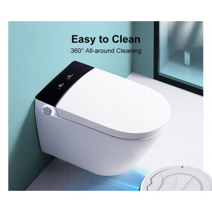 HMR Set of Two Automatic Wall-Mounted Smart Bidet Toilet with In-Wall Tank - White & Black