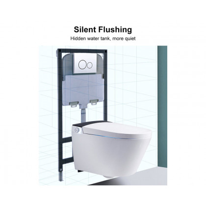 HMR Set of Two Automatic Wall-Mounted Smart Bidet Toilet with In-Wall Tank - White & Black