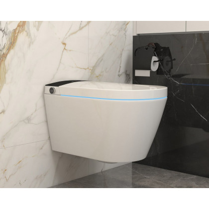 HMR Set of Two Automatic Wall-Mounted Smart Bidet Toilet with In-Wall Tank - White & Black