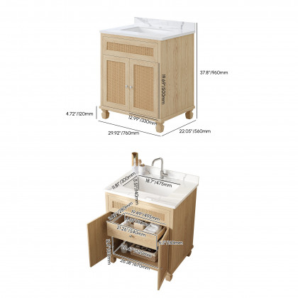 HMR - Bathroom Vanity Set 29.9" Modern Freestanding Sintered Stone Bathroom Vanity with Sink