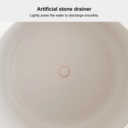 HMR - 41" Japanese Modern Round Freestanding Stone Soaking Bathtub White