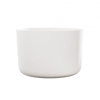 HMR - 41" Japanese Modern Round Freestanding Stone Soaking Bathtub White