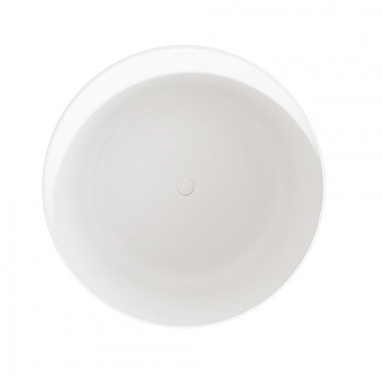 HMR - 41" Japanese Modern Round Freestanding Stone Soaking Bathtub White