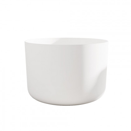 HMR - 41" Japanese Modern Round Freestanding Stone Soaking Bathtub White