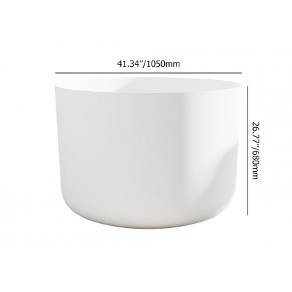 HMR - 41" Japanese Modern Round Freestanding Stone Soaking Bathtub White
