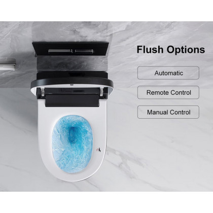 HMR Automatic Wall-Mounted Smart Bidet Toilet with In-Wall Tank - Black