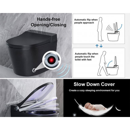 HMR Automatic Wall-Mounted Smart Bidet Toilet with In-Wall Tank - Black