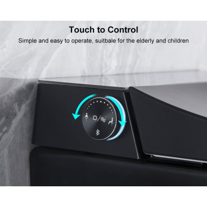 HMR Automatic Wall-Mounted Smart Bidet Toilet with In-Wall Tank - Black