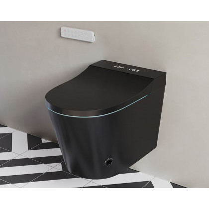 HMR Automatic Wall-Mounted Smart Bidet Toilet with In-Wall Tank - Black