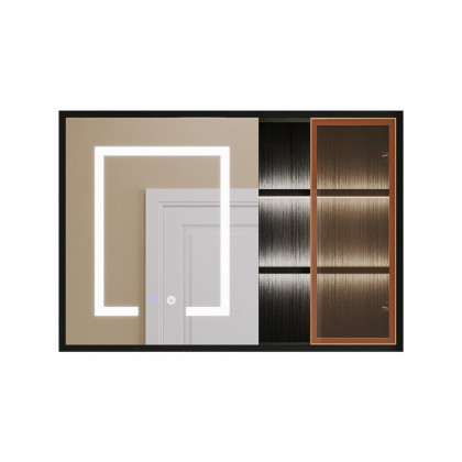 HMR - 40" Black LED Lighted Bathroom Medicine Cabinet Vanity Mirror with Storage & Glass Door