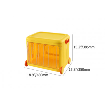 HMR - Yellow Kids Toy Organizer Cart Collapsible Storage Bin with Wheels & Handle