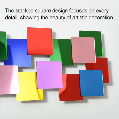 HMR - 30.3" Mirrored Acrylic 3D Multicolor Cubes Wall Art Geometric Square Decor Living Room