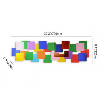 HMR - 30.3" Mirrored Acrylic 3D Multicolor Cubes Wall Art Geometric Square Decor Living Room