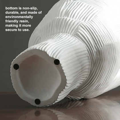 HMR - 2-Pieces Minimalist White Striped Flower Vases Set Resin Vase Decor Living Room Bedroom