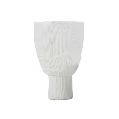 HMR - 2-Pieces Minimalist White Striped Flower Vases Set Resin Vase Decor Living Room Bedroom