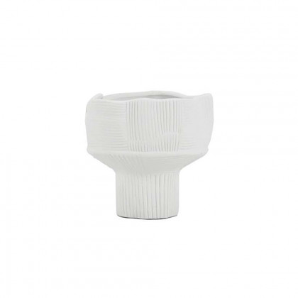 HMR - 2-Pieces Minimalist White Striped Flower Vases Set Resin Vase Decor Living Room Bedroom