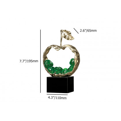 HMR - 8" Green Metal & Resin Abstract Geometric Apple Fruit Sculpture Ornament Desk Decor Art