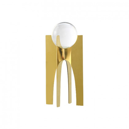 HMR - Modern Round Crystal Ball Ornament with Gold Stand Home Decor Art Desk Figurine Object