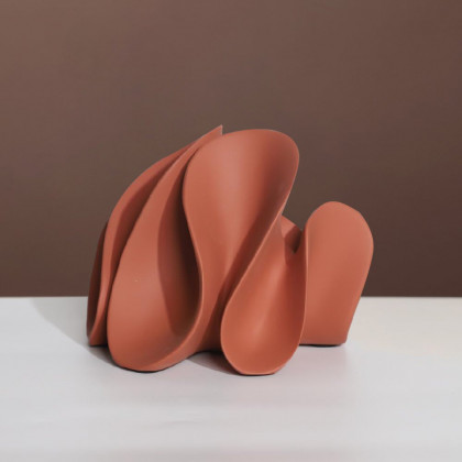 HMR - Modern Orange Resin Abstract Flower Ornament Sculpture Decor Art Home Desk Statue Object