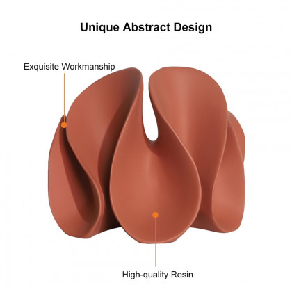HMR - Modern Orange Resin Abstract Flower Ornament Sculpture Decor Art Home Desk Statue Object
