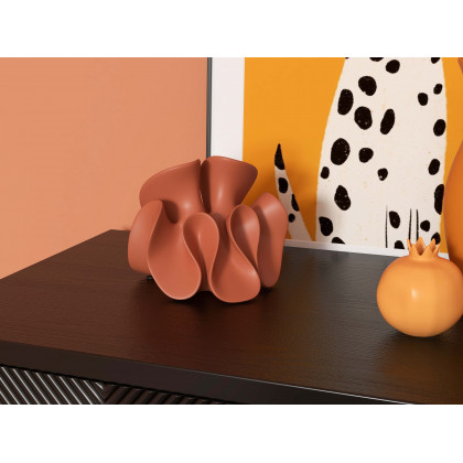 HMR - Modern Orange Resin Abstract Flower Ornament Sculpture Decor Art Home Desk Statue Object
