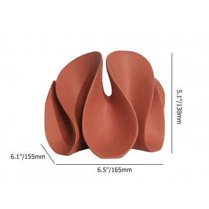 HMR - Modern Orange Resin Abstract Flower Ornament Sculpture Decor Art Home Desk Statue Object