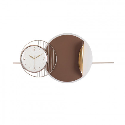 HMR - Modern Metal Large Wall Clock Round Oversized Decorative Wall Clocks in Brown