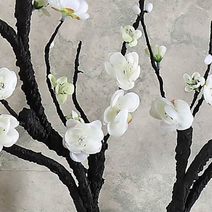 HMR - Antique Bronze Deer Head Wall Decor White Cherry Blossom Artificial Flower Arrangement