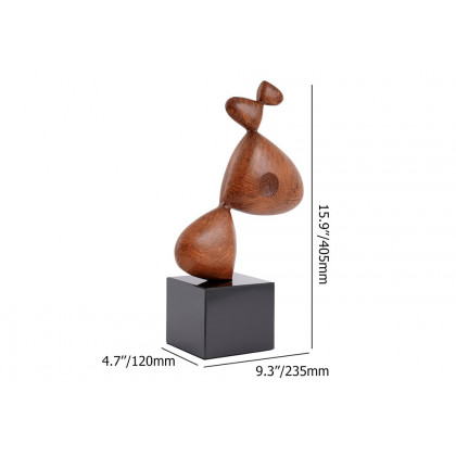 HMR - Brown Resin Dog Sculpture Figurine Home Desk Statue Decor Art with Black Marble Base